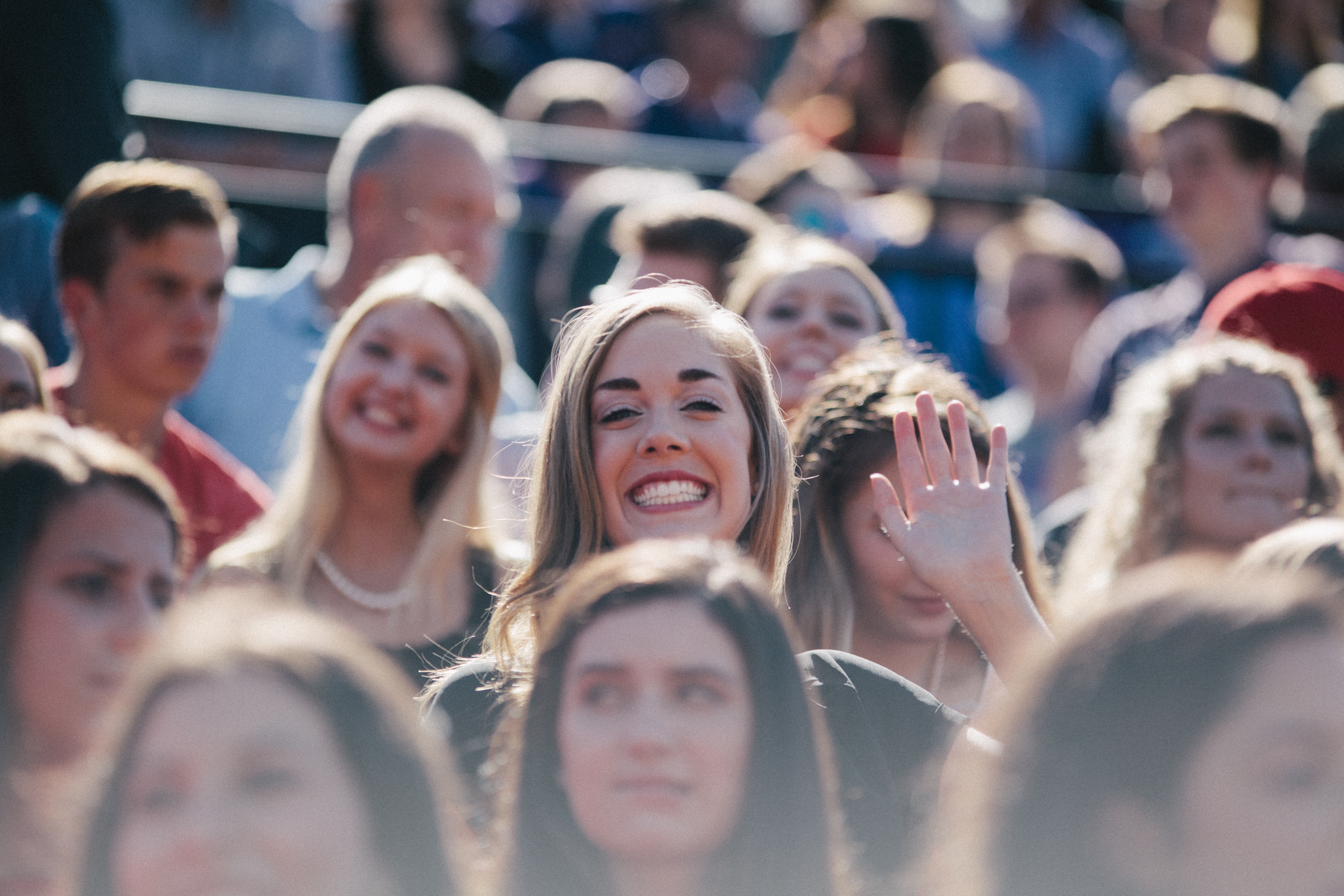 Ouachita student waves from football stands