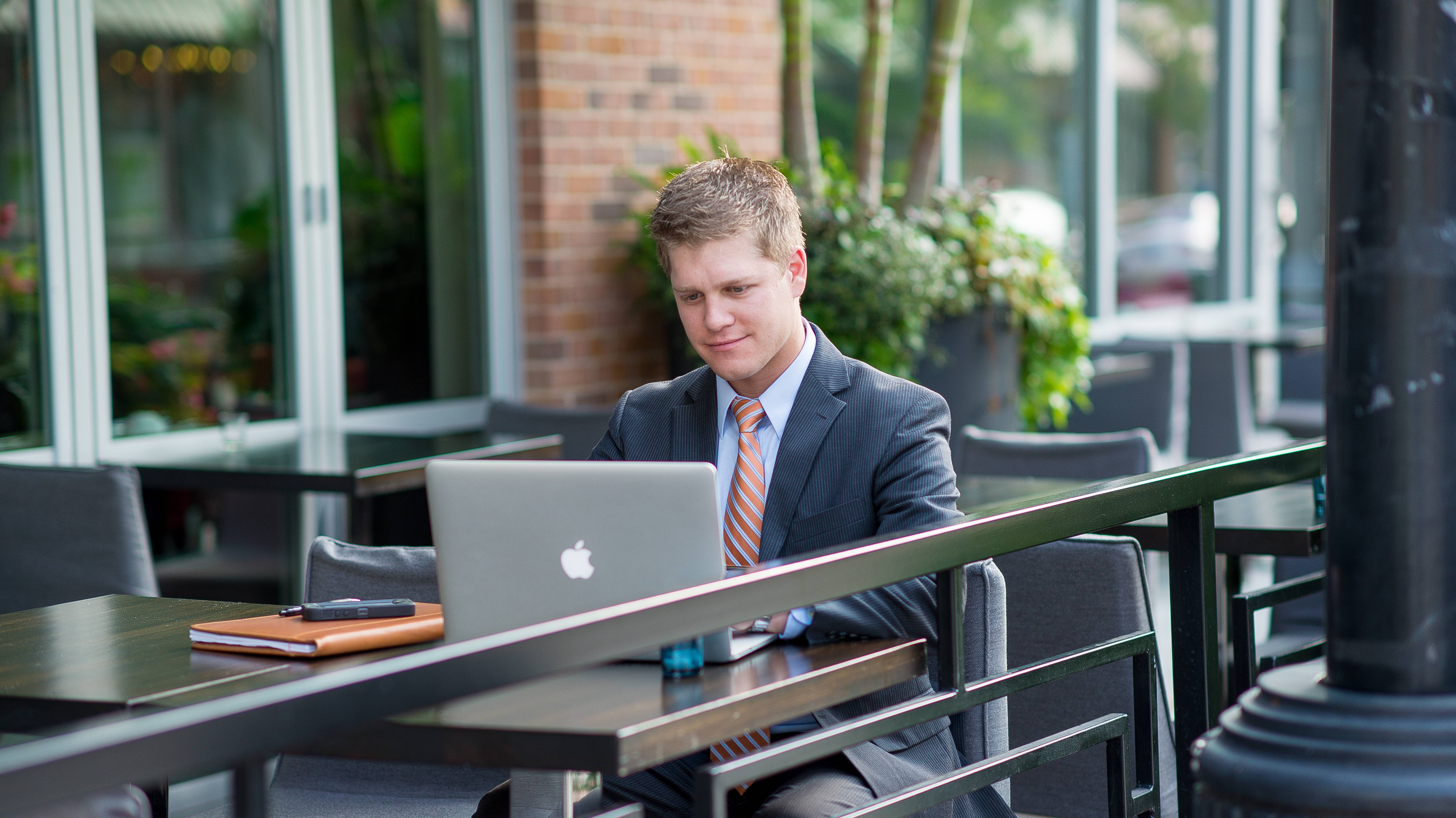 Young professional works on computer