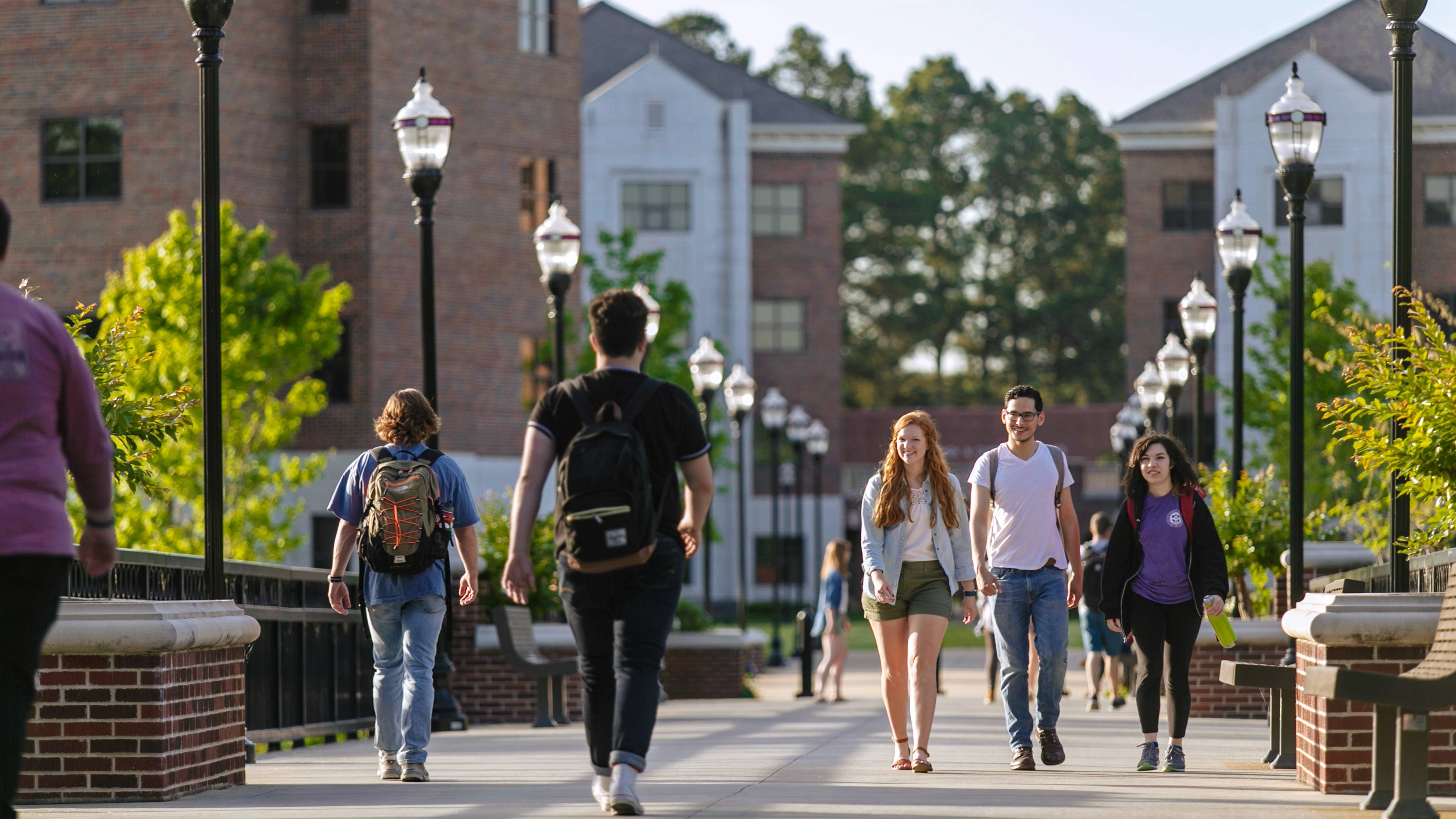 Students walking from Student Village